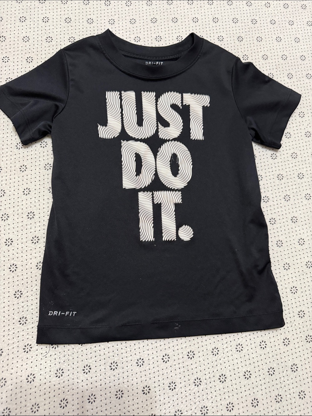 Nike Black Short Sleeve Tee with White "Just Do It." Graphic